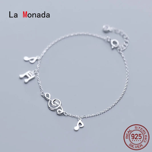 La Monada Fine Silver 925 Jewelry Bracelet Female Woman Musical Note Chain Minimalist Bracelets For Women Silver 925 Sterling