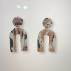 Flower Pattern Multi Mixed Dark Colors Arch Pendant Dangle Marble Gentle Dots Polymer Clay Earrings Sets Party Casual Wear