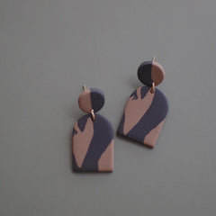 Flower Pattern Multi Mixed Dark Colors Arch Pendant Dangle Marble Gentle Dots Polymer Clay Earrings Sets Party Casual Wear