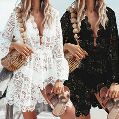 Sexy V-neck Lace Beach Cover Up