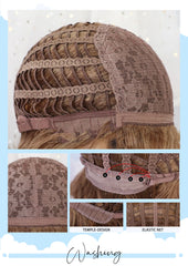 GEMMA Synthetic Hairline Lace Wig Dark Brown Highlight Long Natural Wavy Wigs Women Cosplay Daily Hair Wig Heat Resistant Fibre