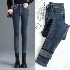 Jeans for Women mom Jeans blue gray black Woman High Elastic Jeans female washed denim skinny pencil pants streetwear women