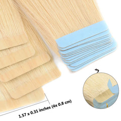 Doreen Brazilian Machine Remy Tape In Human Hair Extensions 16 to 24 Inch 20 Pcs 50g/Pack Silky Straight PU Seamless Skin Weft