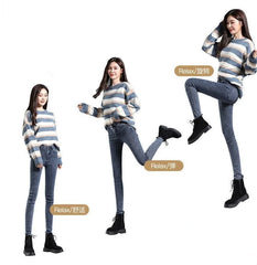 Jeans for Women mom Jeans blue gray black Woman High Elastic Jeans female washed denim skinny pencil pants streetwear women