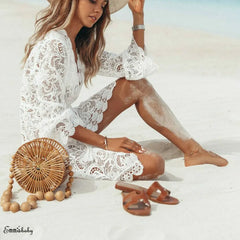 Sexy V-neck Lace Beach Cover Up