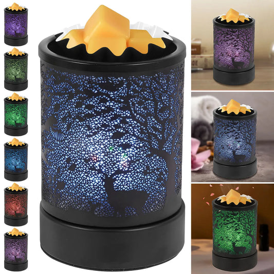 Wax Melter Metal Wax Warmer Night Lamp Electric Wax Burner with Colorful LED Light Plug-in Aromatherapy Candle Burner Decorative