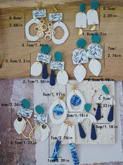 Trendy Fashion Leaf Pattern Multi Layer Dangle Navy Aqua Vitage Bohemian Polymer Clay Earrings Women's Accessories Party Holiday