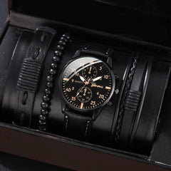 Men Casual Clock Watch set