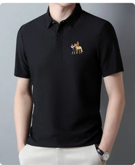 New style ice silk jacquard polo shirt short sleeve summer men's t-shirt casual business fashion stand collar t-shirt men