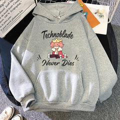Dream SMP Game Crewneck Hoodie Retro Style Technoblade Never Dies Print Sweatshirt Funny Cartoon Tops Women/Men Kawaii Hoodies