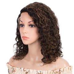 Sleek Curly Human Hair Wig For Women Brown Highlights Lace Wig Remy Brazilian Hair Wigs 13X1 Water Wave Woman T Part Lace Wigs