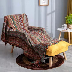 Knitted Blankets Bohemian Plaid Throw Blanket Sofa Cover With Tassels Travel Leisure Bed Cover Blanket boho Bedspread