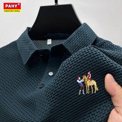 New style ice silk jacquard polo shirt short sleeve summer men's t-shirt casual business fashion stand collar t-shirt men