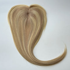 Human Hair Topper For Women Toppers With Bangs Clips In Hairpieces 100% Human Hair Wigs Natural Straight Hair Blonde Silk Base