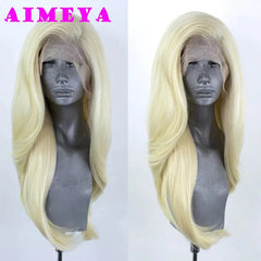 AIMEYA Silver Grey Lace Wig Heat Resistant Synthetic Lace Front Wig Long Natural Wave Mix Blonde Lace Wigs Daily Use Cosplay