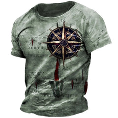 Men's Vintage Compass Print T-Shirt