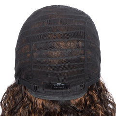 Sleek Curly Human Hair Wig For Women Brown Highlights Lace Wig Remy Brazilian Hair Wigs 13X1 Water Wave Woman T Part Lace Wigs