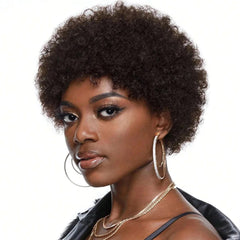 Afro Kinky Curly Pixie Cut Bangs Wig
