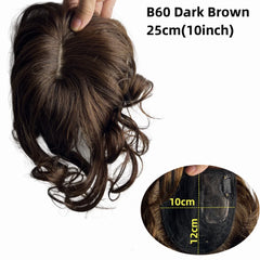Body Wavy Brazilian Human Hair Toppers 25cm Clip In Hairpieces Extensions Increase Hair Volume for Women Mild Light Brown Remy