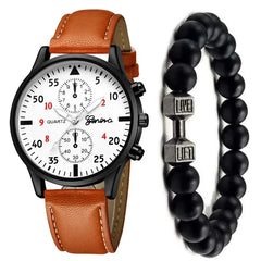 Men Casual Clock Watch set