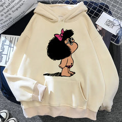 Mafalda Hoodie Graphic Patterned Funny Youthful Teen Tracksuits Athleisure Harajuku Autumn and Winter Women Men Hoodie Pullover