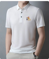 New style ice silk jacquard polo shirt short sleeve summer men's t-shirt casual business fashion stand collar t-shirt men