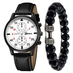 Men Casual Clock Watch set