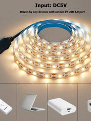 DC 5V USB LED Strips 2835 White Warm White LED Strip Light TV Background Lighting Tape Home Decor Lamp 1- 5m LED String Light