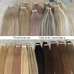 Doreen Brazilian Machine Remy Tape In Human Hair Extensions 16 to 24 Inch 20 Pcs 50g/Pack Silky Straight PU Seamless Skin Weft