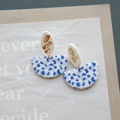 Flower Pattern Multi Mixed Dark Colors Arch Pendant Dangle Marble Gentle Dots Polymer Clay Earrings Sets Party Casual Wear