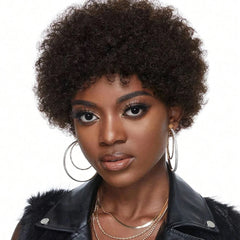 Afro Kinky Curly Pixie Cut Bangs Wig