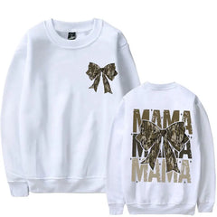 Mama Camo Coquette Bow Women Sweatshirts School Camo Girls Camo Bow Hoodies Retro Hunting Coquette Bow Oversized Sweatshirts