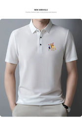 New style ice silk jacquard polo shirt short sleeve summer men's t-shirt casual business fashion stand collar t-shirt men