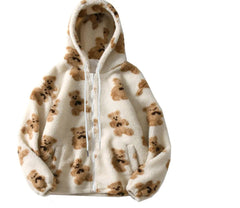 Hoodies Women Sweatshirts Animal Hooded Thickening Leisure Fleece Cartoon Bear Plush Fleece Zipper Pockets Clothing YKDnz7003