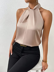 Sleeveless vest silk blouse