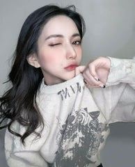 Winter Series SAINT Round Neck Oversized Men Sweater ARIES Print Beige Vintage Pullover Streetwear