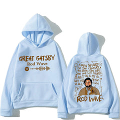 Rod Wave Graphic Printing Hooded Winter Hip Hop Grunge Sweatshirt Long-sleeved Fleece Clothing Ropa Hombre Casual Punk Pullovers