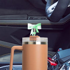 Exquisite Bow Straw Cap Covers Toppers Silicone Accessories For Stanley Cups 30&40 Oz Tumbler And With 1pc Protective Boot