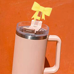 Exquisite Bow Straw Cap Covers Toppers Silicone Accessories For Stanley Cups 30&40 Oz Tumbler And With 1pc Protective Boot