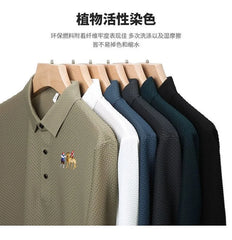 New style ice silk jacquard polo shirt short sleeve summer men's t-shirt casual business fashion stand collar t-shirt men