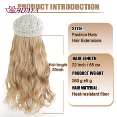 Blonde Long Wavey Hat wigs Cap Connect Synthetic Wigs Hair for Women Cosplay Daily Party Use High Resistant Fiber Hair