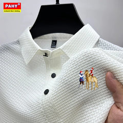 New style ice silk jacquard polo shirt short sleeve summer men's t-shirt casual business fashion stand collar t-shirt men