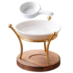 2Pcs Ceramic Iron Wood Material Essential Oil Burner Vintage Tealight Holder Wax Melts Aroma Diffuser Incense Burner Home