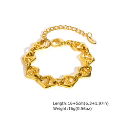 Gold Plated Paperclip Chunky Chain Bracelet Rhombus Geometric Minimalist Bracelets for Women Stainless Steel Irregular Jewelry