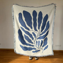 Casual Throw Blankets With Tassels Carpet Sofa Leisure Carpet Tapestry Sofa Blanket Wall Hanging Room Decoration Blue Carpet