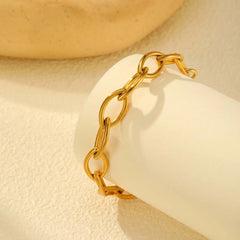 Gold Plated Paperclip Chunky Chain Bracelet Rhombus Geometric Minimalist Bracelets for Women Stainless Steel Irregular Jewelry