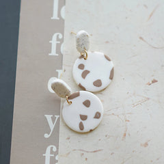 Flower Pattern Multi Mixed Dark Colors Arch Pendant Dangle Marble Gentle Dots Polymer Clay Earrings Sets Party Casual Wear
