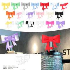 Exquisite Bow Straw Cap Covers Toppers Silicone Accessories For Stanley Cups 30&40 Oz Tumbler And With 1pc Protective Boot