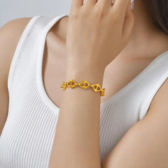 Gold Plated Paperclip Chunky Chain Bracelet Rhombus Geometric Minimalist Bracelets for Women Stainless Steel Irregular Jewelry