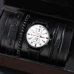 Men Casual Clock Watch set